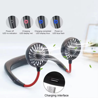 🌀 USB Rechargeable Neck Fan – Hands-Free Cooling, Anywhere You Go