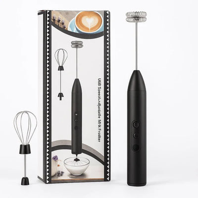 3-Speed USB Rechargeable Milk Frother – Electric Handheld Coffee Mixer with 2 Whisks