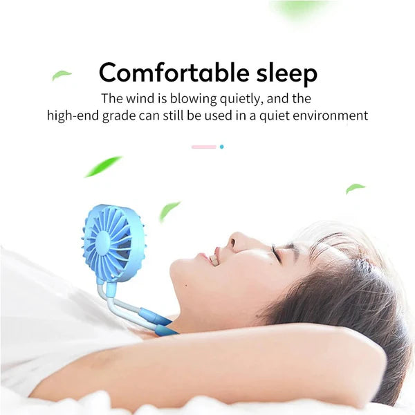 🌀 USB Rechargeable Neck Fan – Hands-Free Cooling, Anywhere You Go
