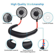 🌀 USB Rechargeable Neck Fan – Hands-Free Cooling, Anywhere You Go
