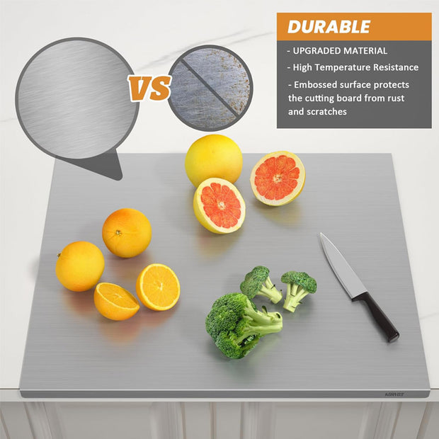 Premium 304 Stainless Steel Cutting Board – Non-Stick, Heavy-Duty, Easy to Clean – Ideal for Baking, Kneading, and Vegetable Prep