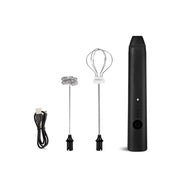 3-Speed USB Rechargeable Milk Frother – Electric Handheld Coffee Mixer with 2 Whisks