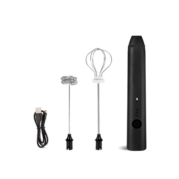 3-Speed USB Rechargeable Milk Frother – Electric Handheld Coffee Mixer with 2 Whisks