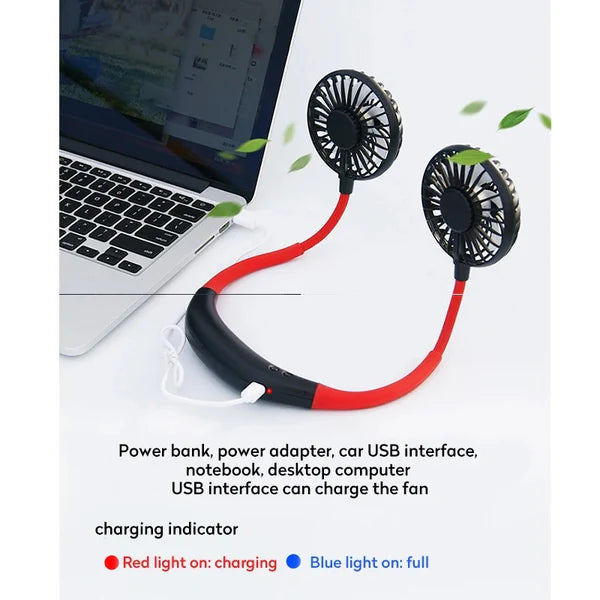 🌀 USB Rechargeable Neck Fan – Hands-Free Cooling, Anywhere You Go