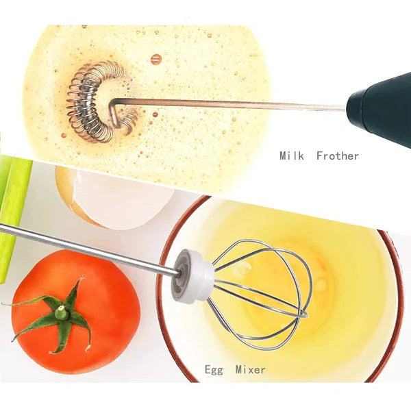 3-Speed USB Rechargeable Milk Frother – Electric Handheld Coffee Mixer with 2 Whisks