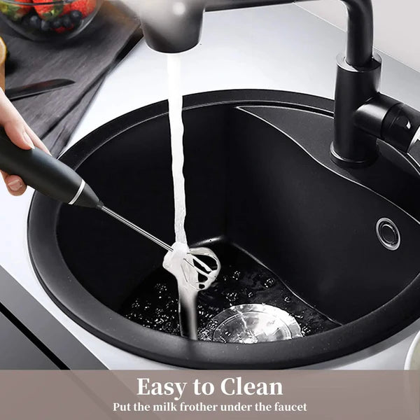3-Speed USB Rechargeable Milk Frother – Electric Handheld Coffee Mixer with 2 Whisks