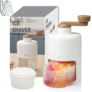 Elegant Nordic-Style Manual Ice Shaver – Hand-Crank Crusher with Glass & Wooden Handle