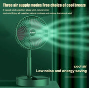 Rechargeable Foldable Desk Fan – USB Powered, 3-Speed Wind & Adjustable Height