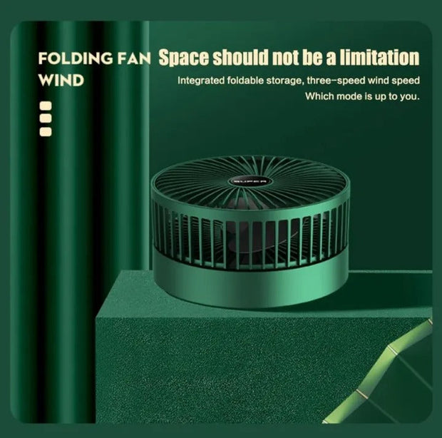 Rechargeable Foldable Desk Fan – USB Powered, 3-Speed Wind & Adjustable Height