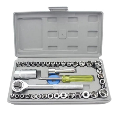 AIWA 40PCS Combination Socket Wrench Set – Heavy Duty, Metric & SAE, Chrome Finish
