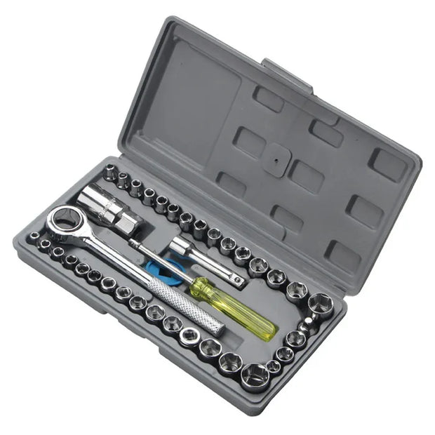 AIWA 40PCS Combination Socket Wrench Set – Heavy Duty, Metric & SAE, Chrome Finish