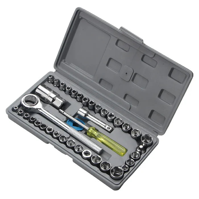 AIWA 40PCS Combination Socket Wrench Set – Heavy Duty, Metric & SAE, Chrome Finish