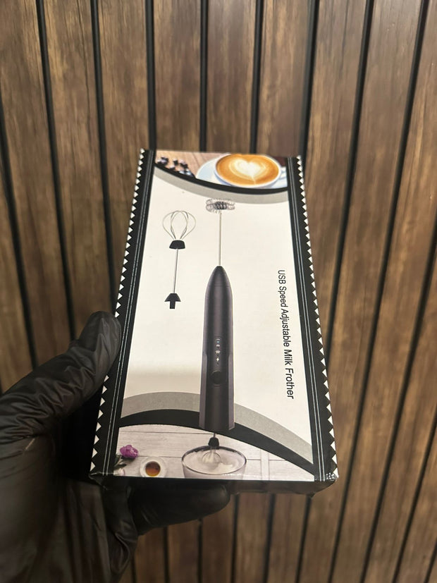 3-Speed USB Rechargeable Milk Frother – Electric Handheld Coffee Mixer with 2 Whisks